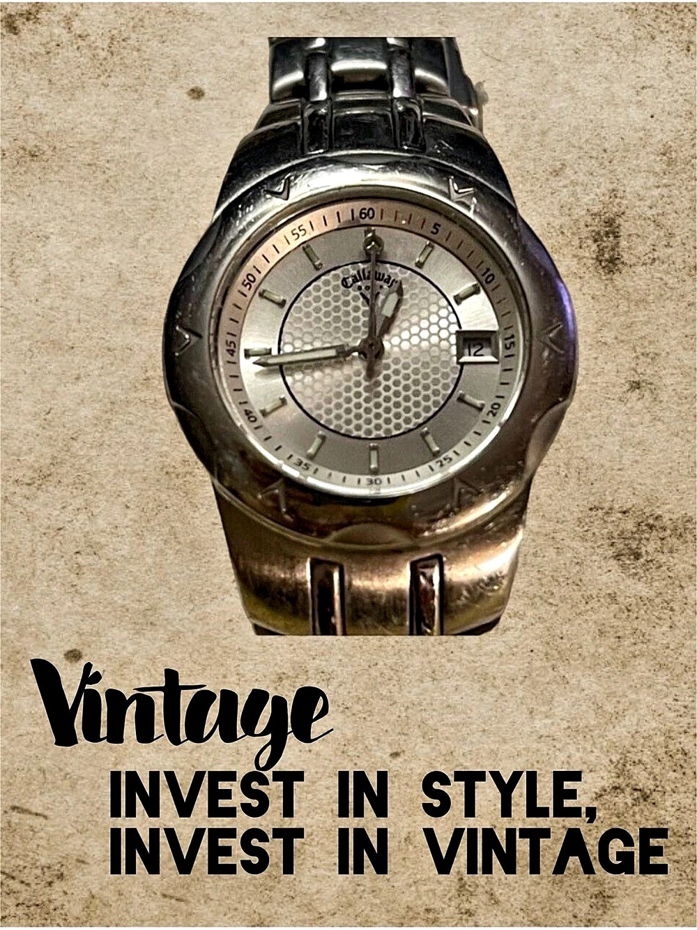 Callaway VINTAGE Golf Silver Tone Analog Bracelet Watch